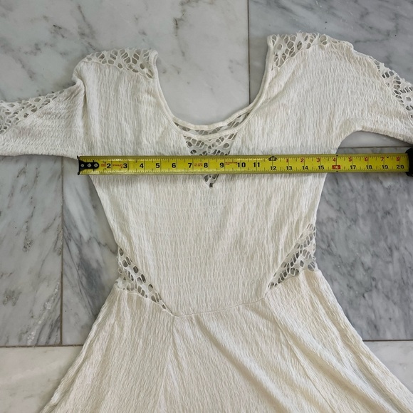 Free People, XS, women’s crochet and knit flared long sleeve boho mini dress EUC - Picture 7 of 11